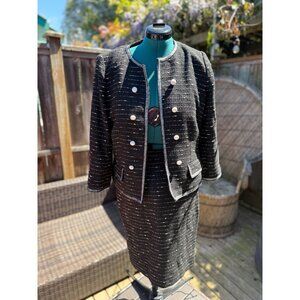 VTG Nicole Miller for Mary Kay Black + Silver Tweed Suit JACKET ONLY